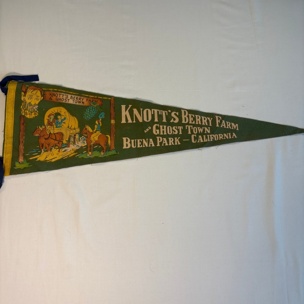 Vintage 1940s Knott's Berry Farm Ghost Town Felt Pennant Buena Park California